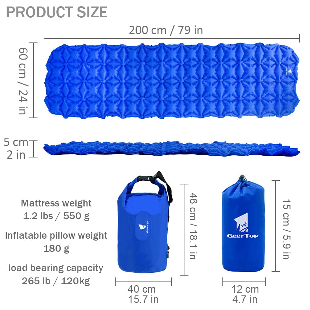 GeerTop Outdoor Store sleeping pad GeerTop Inflatable Sleeping Pad Patented