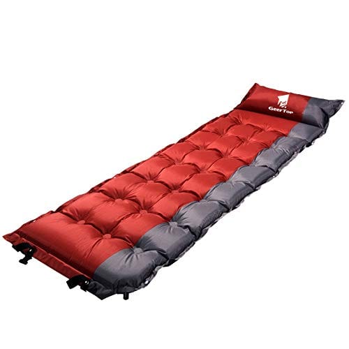 GeerTop Outdoor Store Sleeping pad M / Red 2in Extra Thick Self-Inflating Camp Mat With Pillow