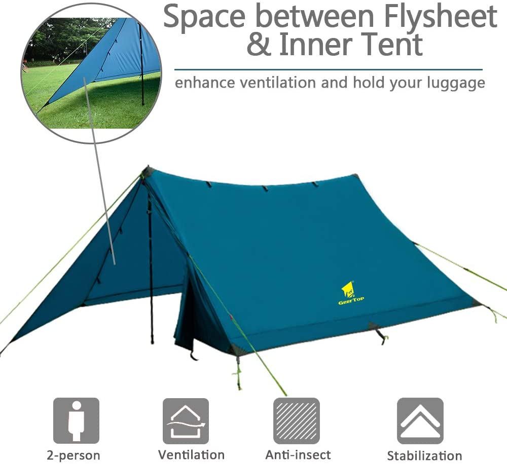 GeerTop Outdoor Store Tent GeerTop Pyramid Plus 2 Person 3 Season Camping Tent