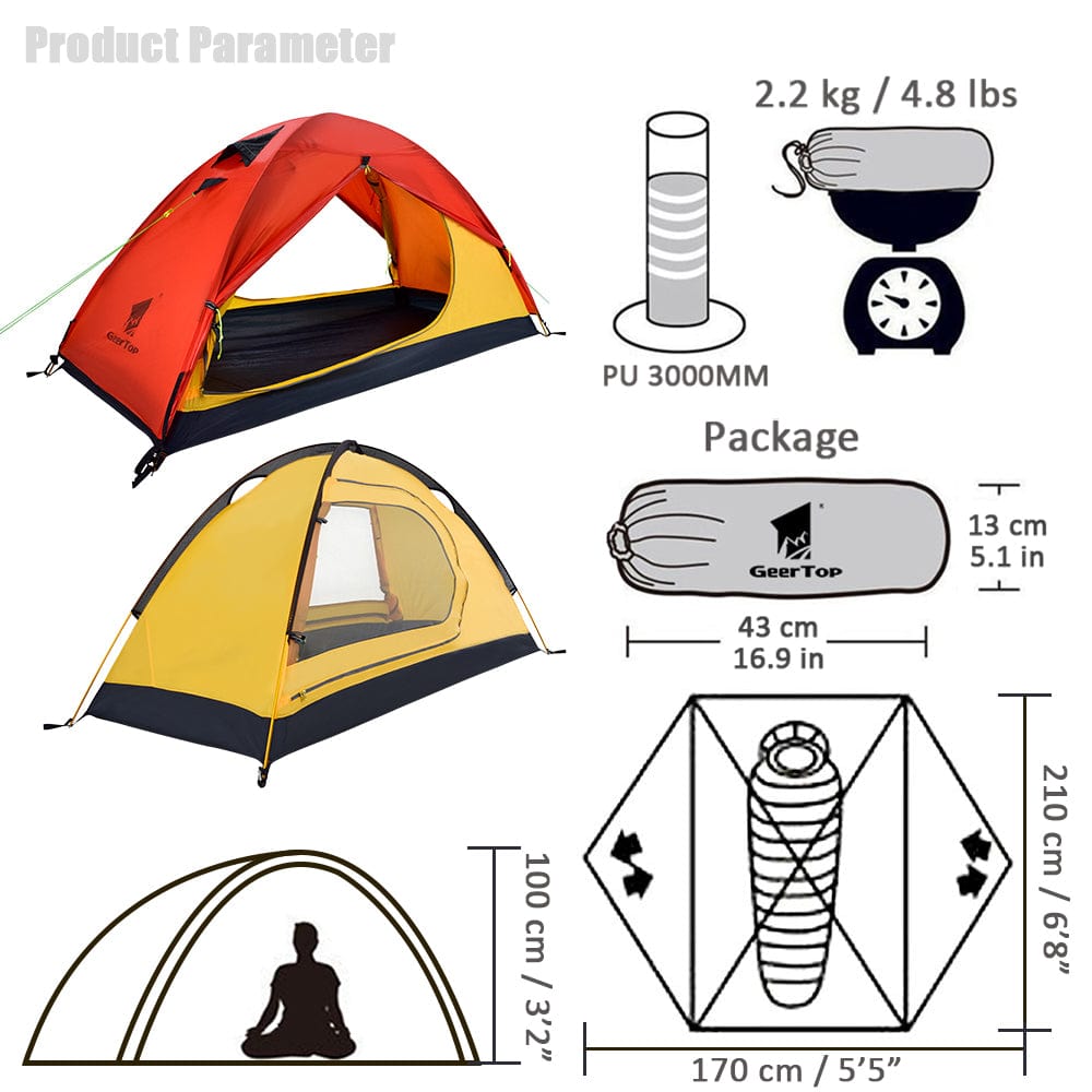 1 Person 3 Season Backpacking Tent