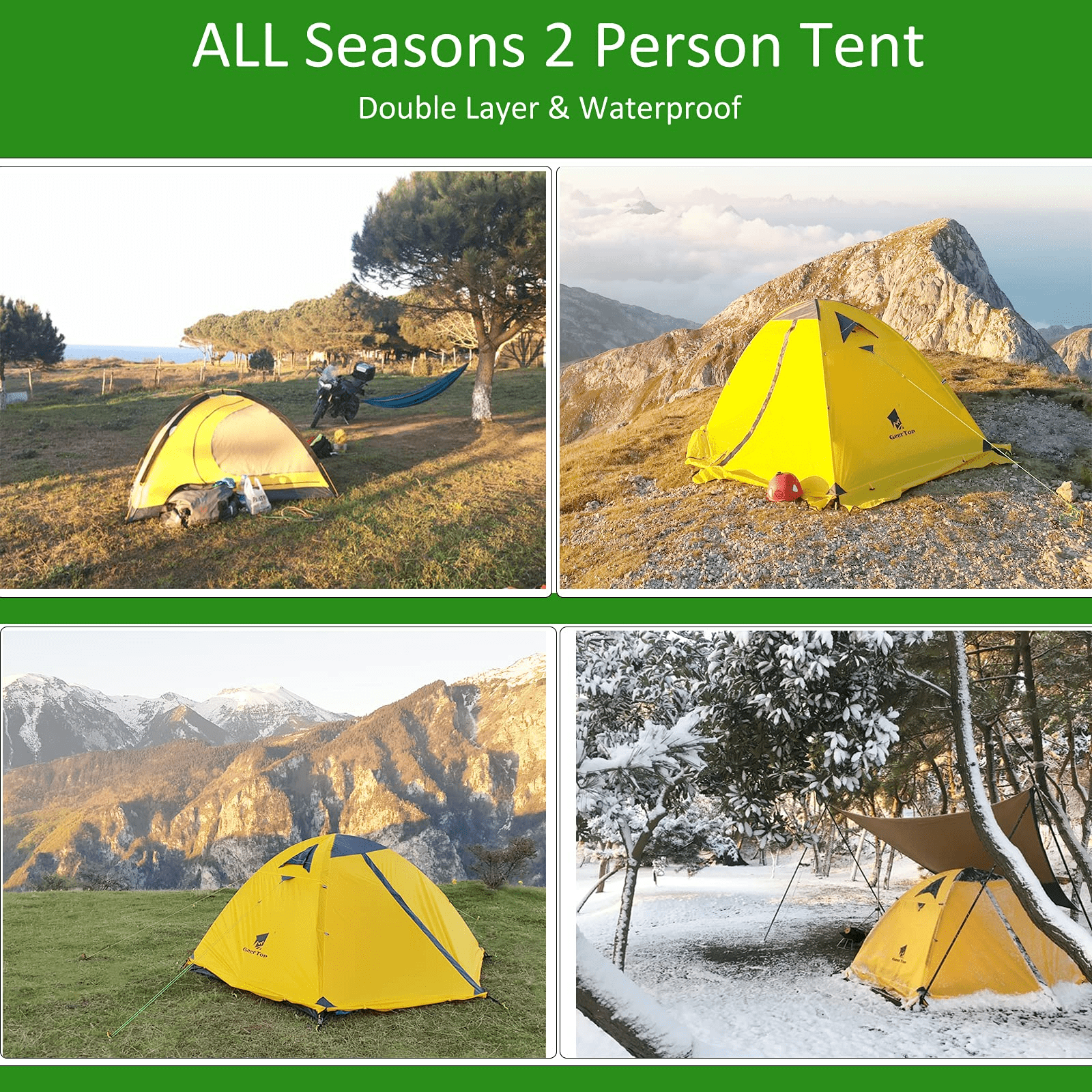 GeerTop 2 Person 4 Season Backpacking Camping Tent Waterproof