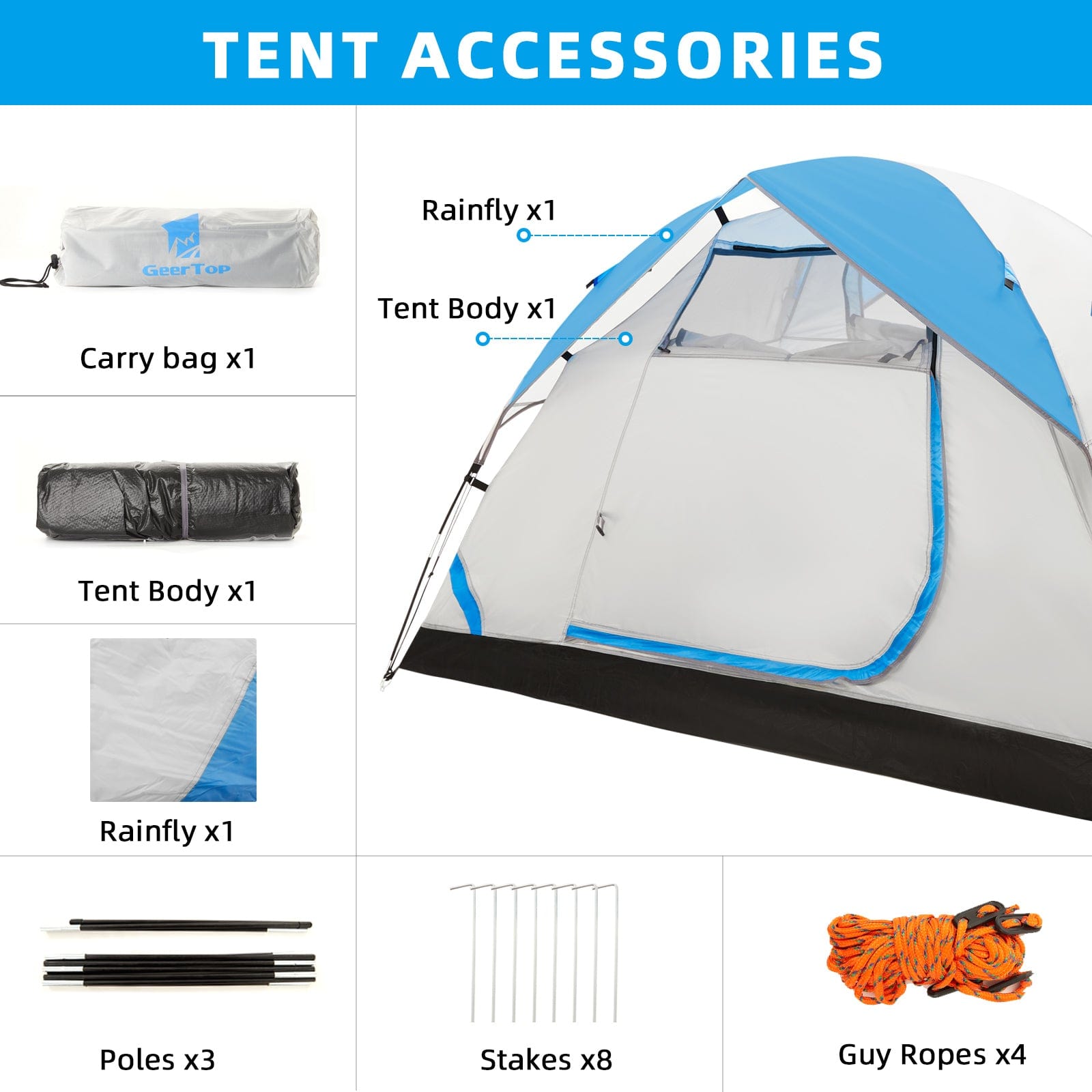 GeerTop Outdoor Store Tents 2 Person 3 Season Dome Tent for Backpacking