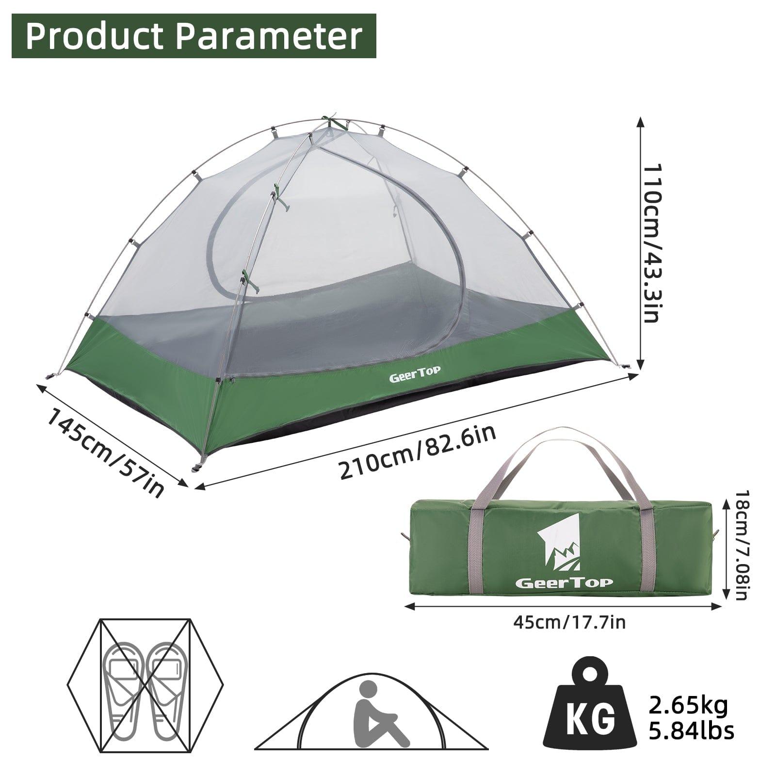 GEERTOP 2 Person 3 Season Camping Tent - GeerTop Outdoor