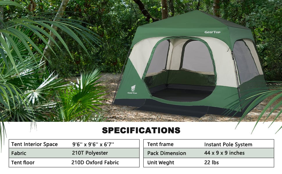 GeerTop Outdoor Store Tents GeerTop 6 Person Instant Tent For Family Car Camping
