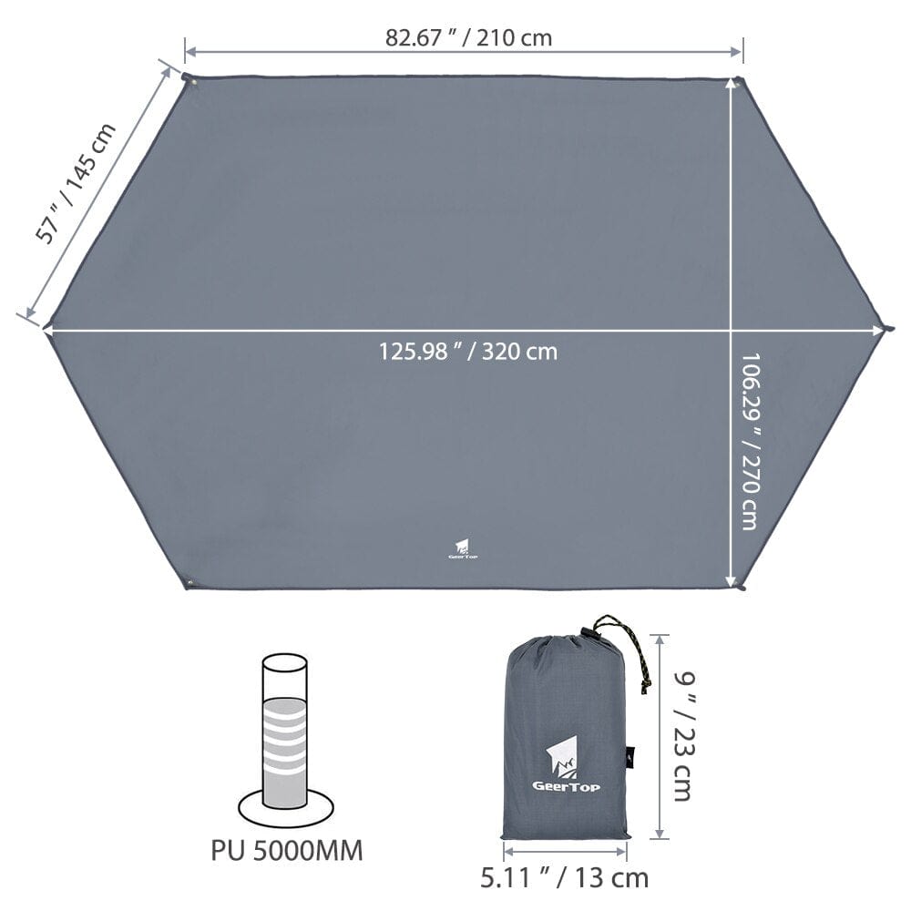 GeerTop Tarp Ultralight Waterproof Hexagonal Camping Tent Tarp