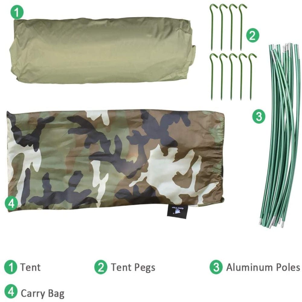 GeerTop Tent Bivy II | 1 Person 3 Season Ultralight Backpacking Tent (Camo & Arm Green)