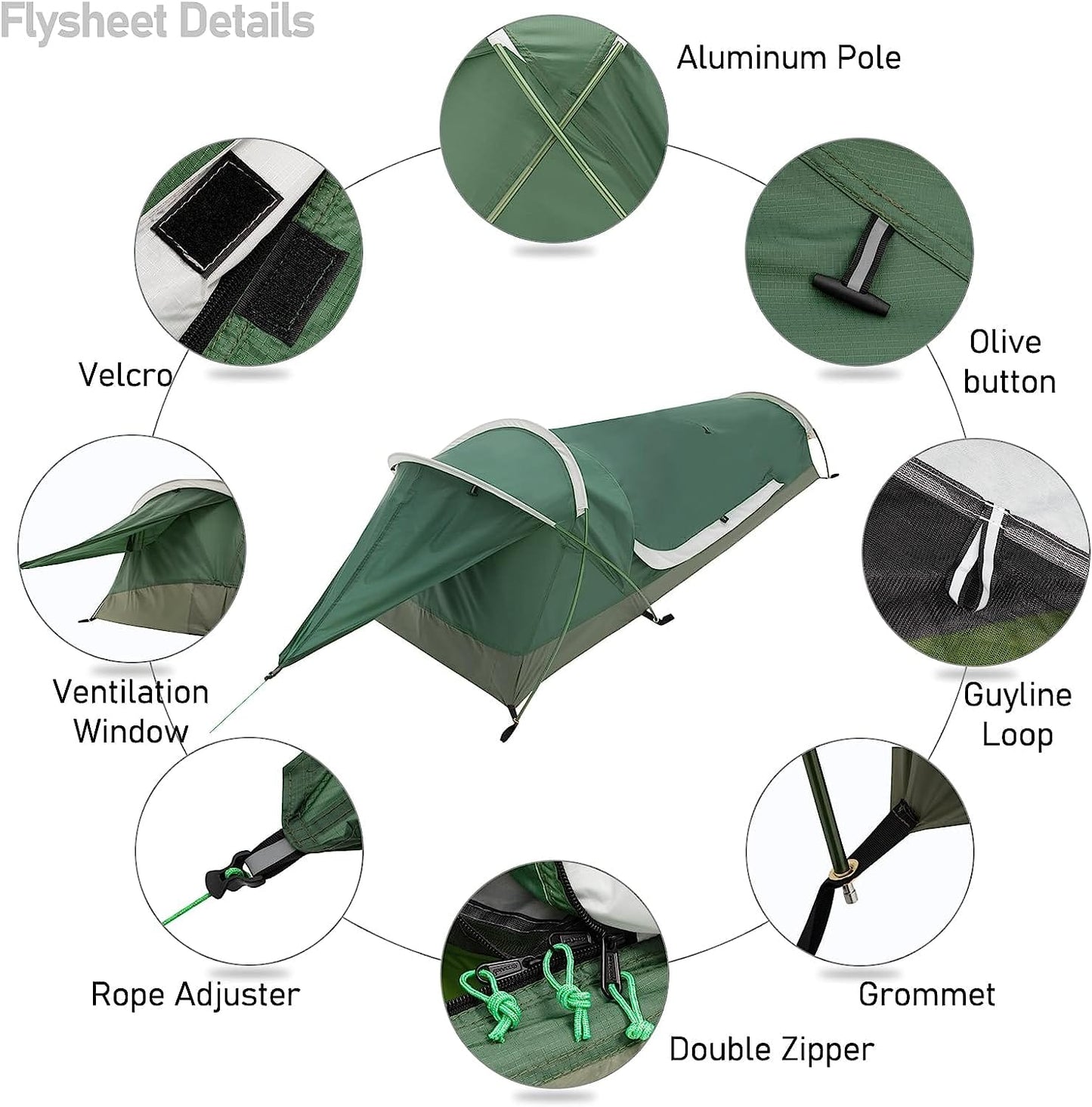 GeerTop Tent Bivy II | 1 Person 3 Season Ultralight Backpacking Tent (Camo & Arm Green)