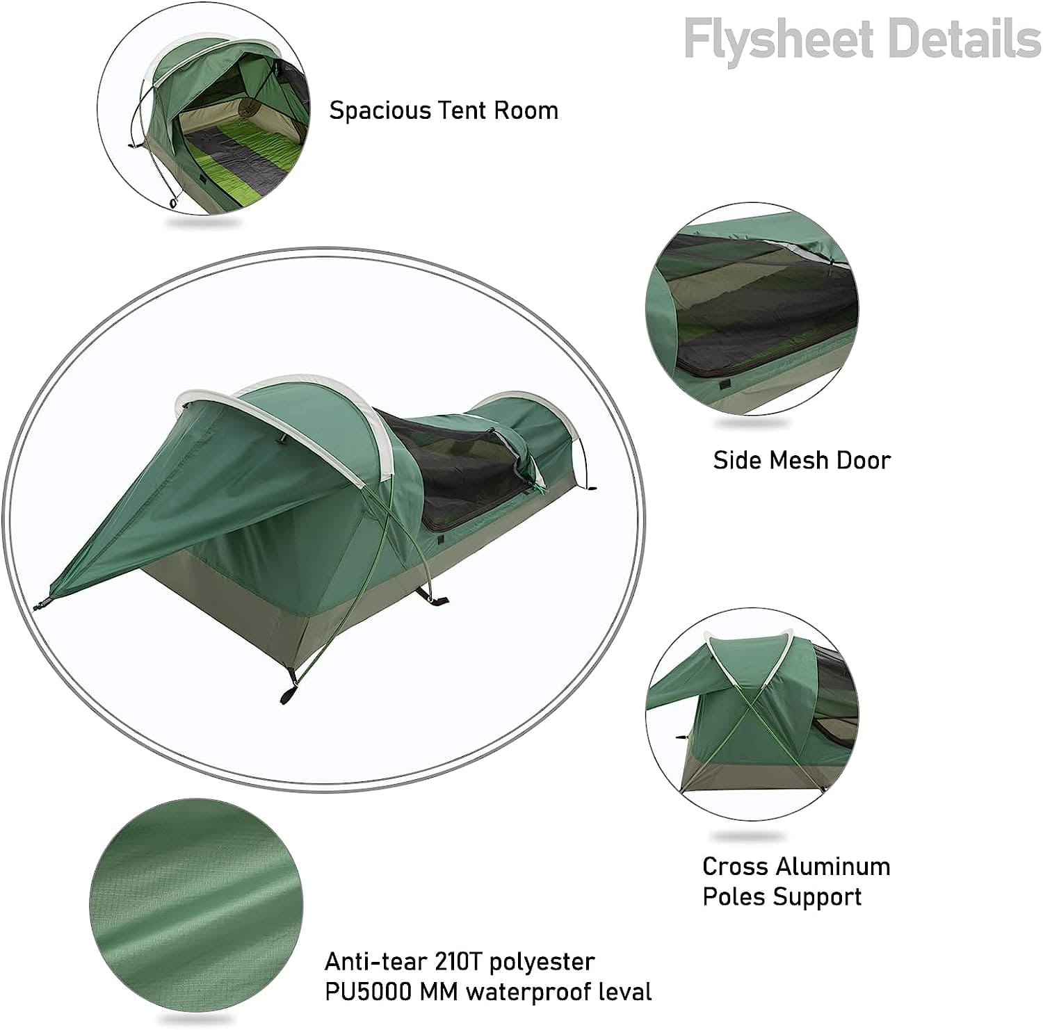 GeerTop Tent Bivy II | 1 Person 3 Season Ultralight Backpacking Tent (Camo & Arm Green)