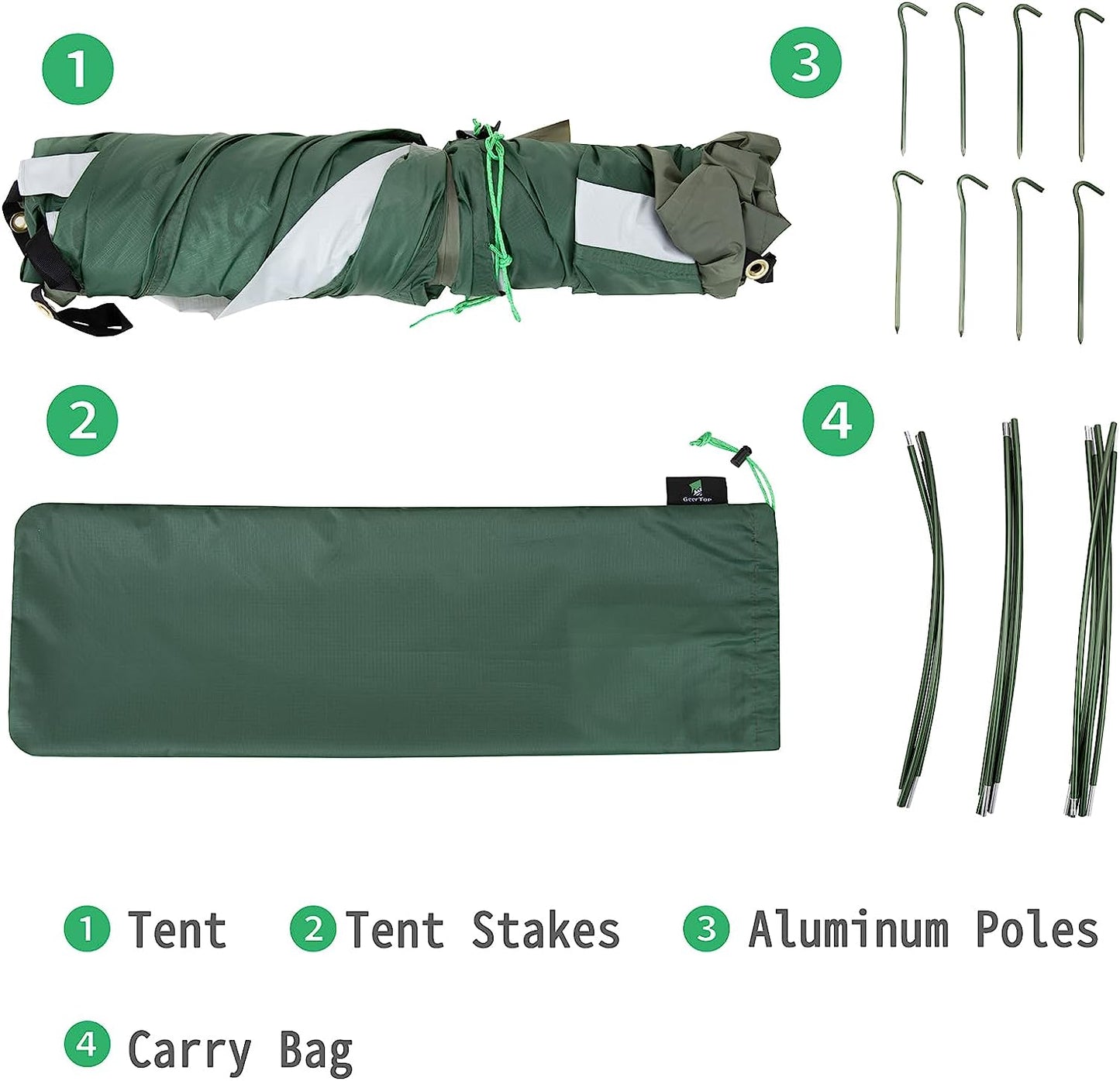 GeerTop Tent Bivy II | 1 Person 3 Season Ultralight Backpacking Tent (Camo & Arm Green)