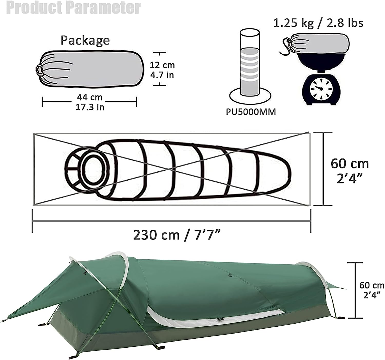 GeerTop Tent Bivy II | 1 Person 3 Season Ultralight Backpacking Tent (Camo & Arm Green)