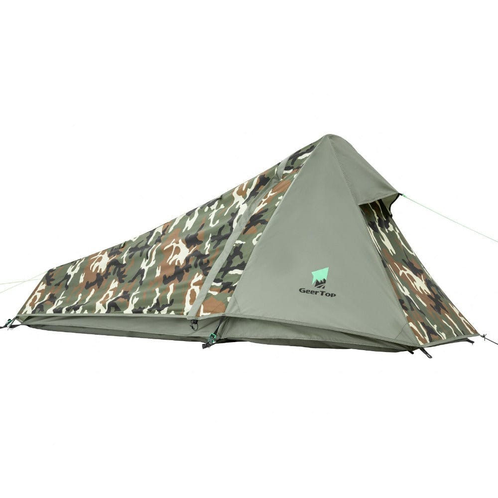 GeerTop Tent Camouflage Blazer | 1 Person 3 Season Lightweight Backpacking Stealth Camping Tent