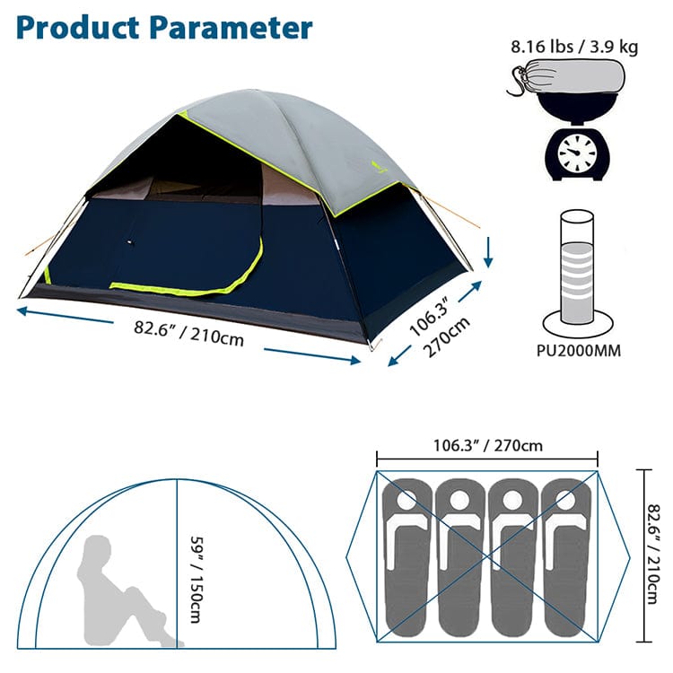 4 Person Family  Camping Tent