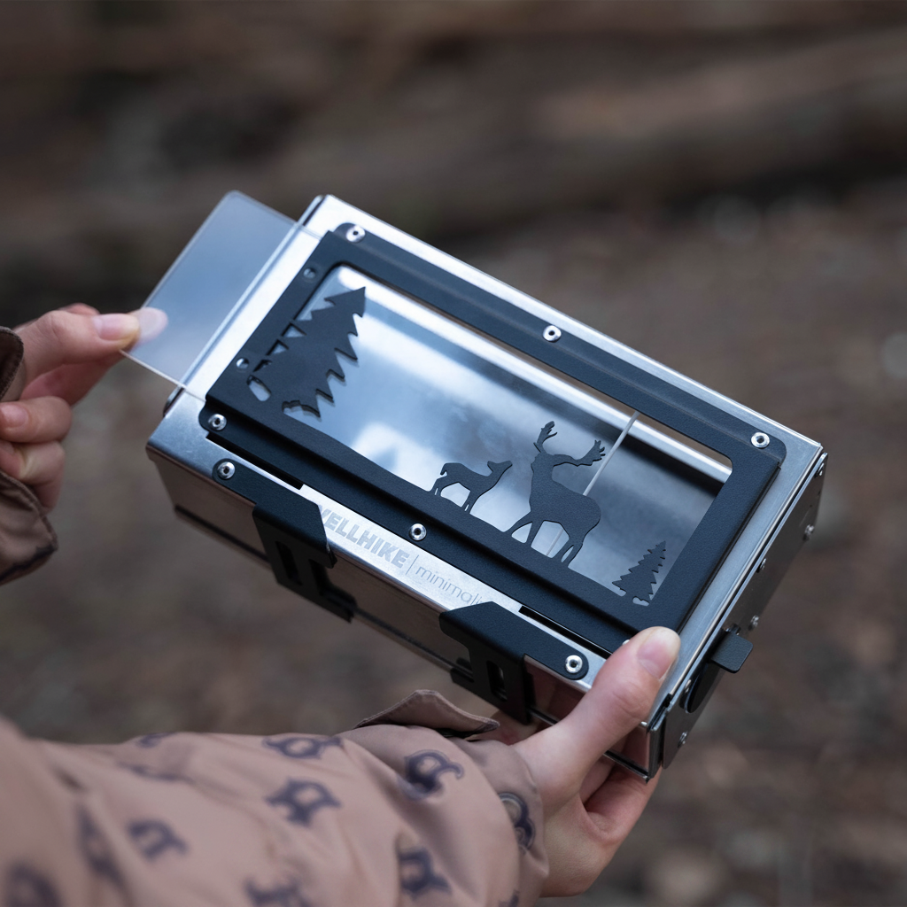 Hands holding stove glass panel