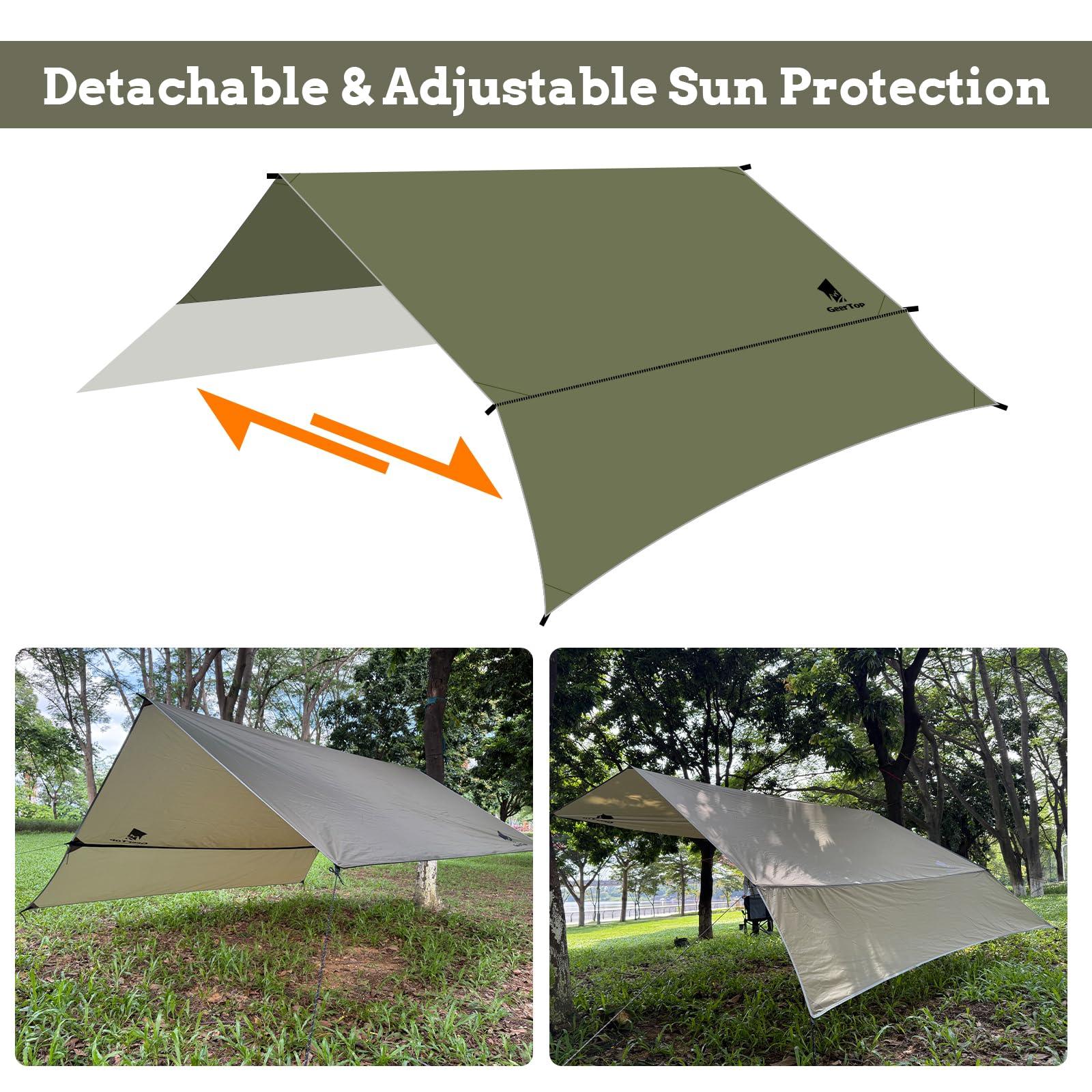 sun tarp Ultra-Light Waterproof Camping Tarp with Detachable Side Wall