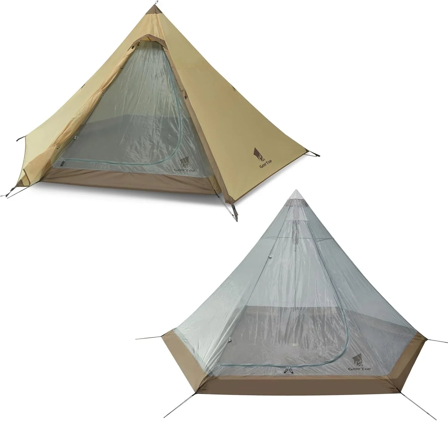 GEERTOP 4-Person Family Camping Pyramid Tent
