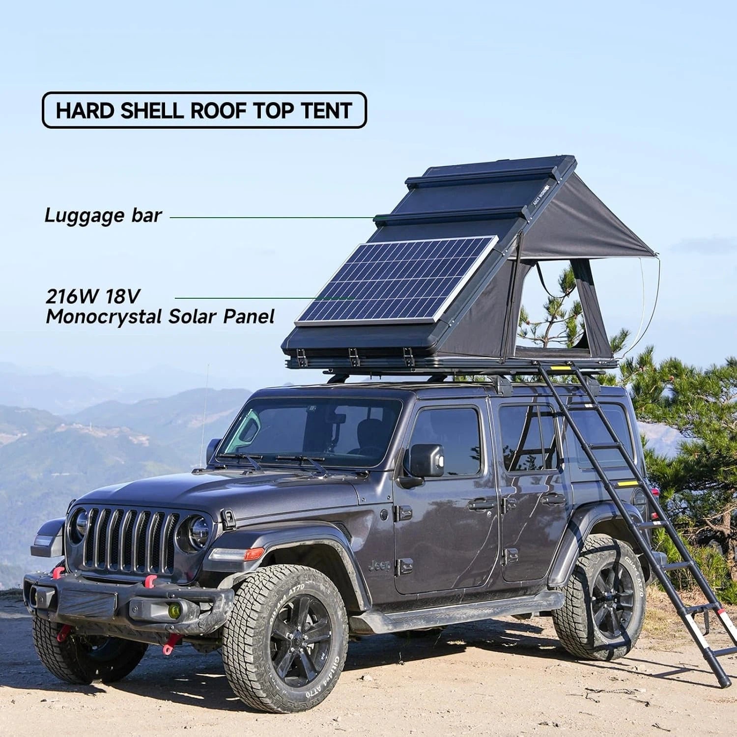 Light Fox | Geertop 2 Person Hard Shell Rooftop Tent With Solar Panel