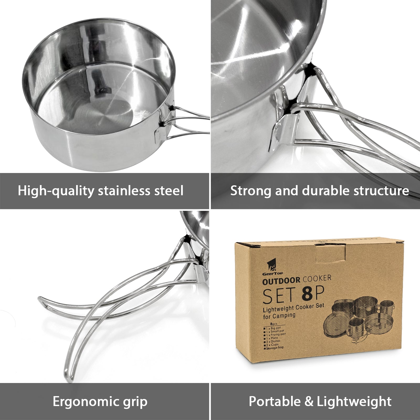 GeerTop Outdoor - Geertop Portable Ultralight Backpacking Cookware Set