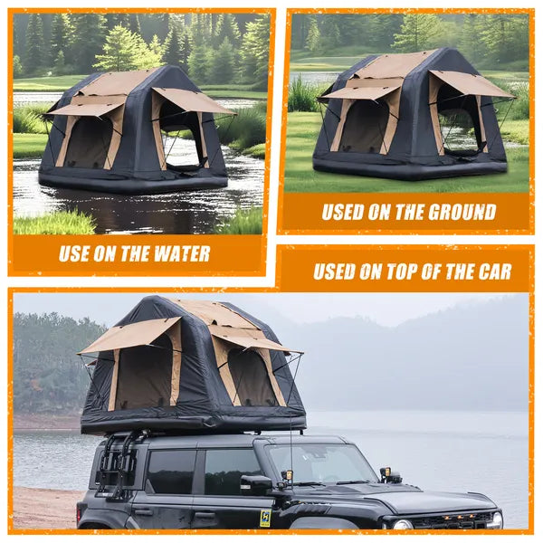 Inflatable Rooftop Tent with Ladder Amphibious 4x4 Offroad Khaki/Black