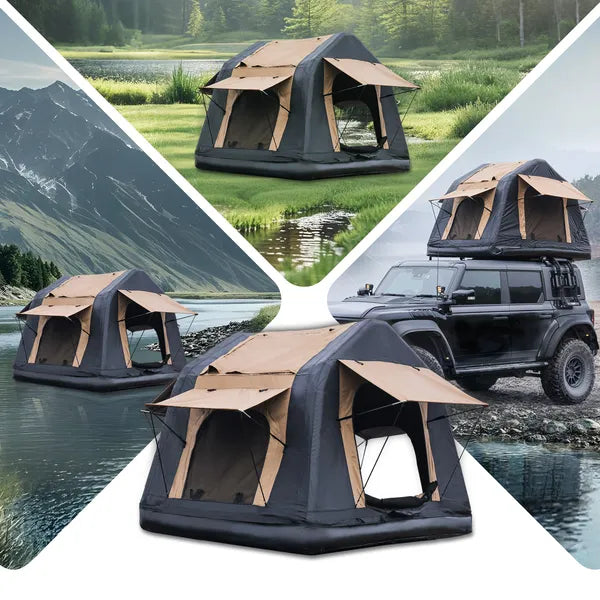 Inflatable Rooftop Tent with Ladder Amphibious 4x4 Offroad Khaki/Black