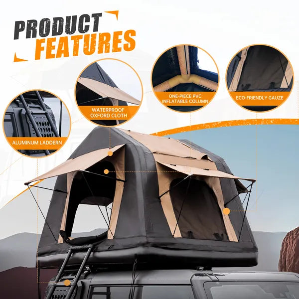 Inflatable Rooftop Tent with Ladder Amphibious 4x4 Offroad Khaki/Black