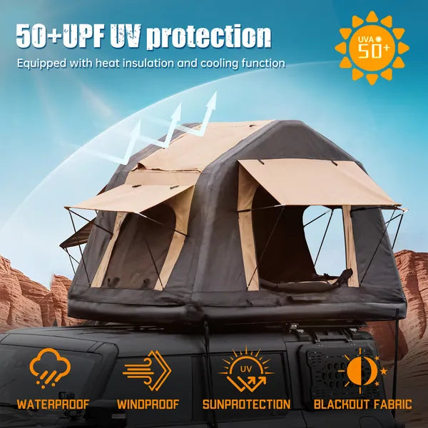 Inflatable Rooftop Tent with Ladder Amphibious 4x4 Offroad Khaki/Black