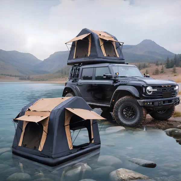 Inflatable Rooftop Tent with Ladder Amphibious 4x4 Offroad Khaki/Black