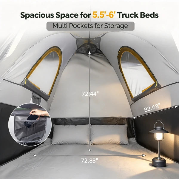 Portable 2 Person Pickup Truck Bed Tent 5.5-6 ft Orange