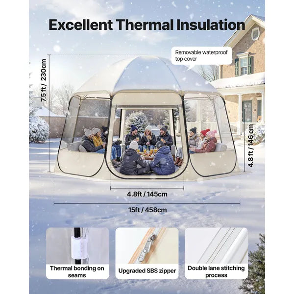 VEVOR Pop up Bubble Tent 15 x 13.8 ft Clear Outdoor Dome Igloo Tent