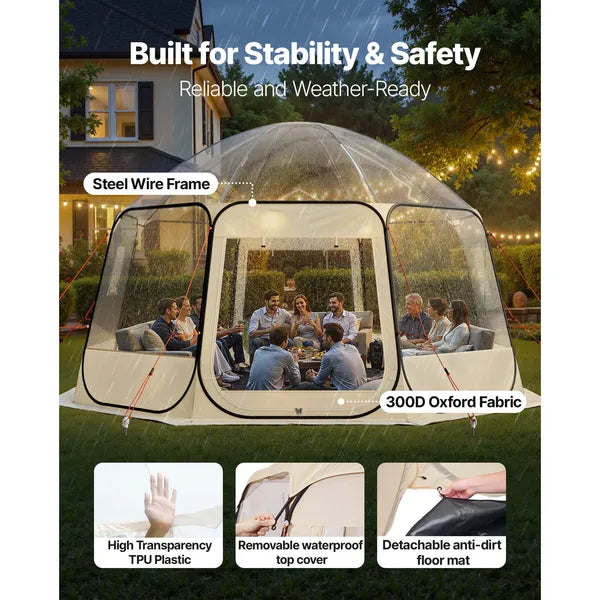 VEVOR Pop up Bubble Tent 15 x 13.8 ft Clear Outdoor Dome Igloo Tent