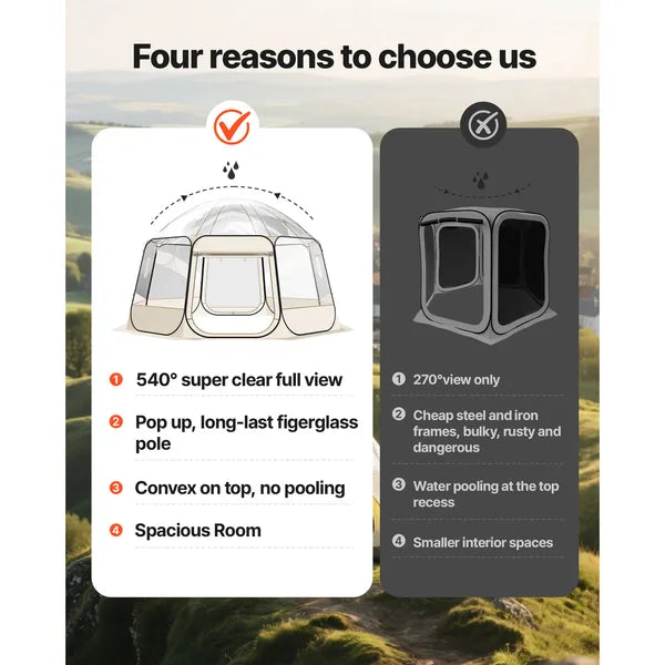 VEVOR Pop up Bubble Tent 15 x 13.8 ft Clear Outdoor Dome Igloo Tent
