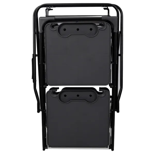 Portable Folding Camping Kitchen Table With Storage Rack Black