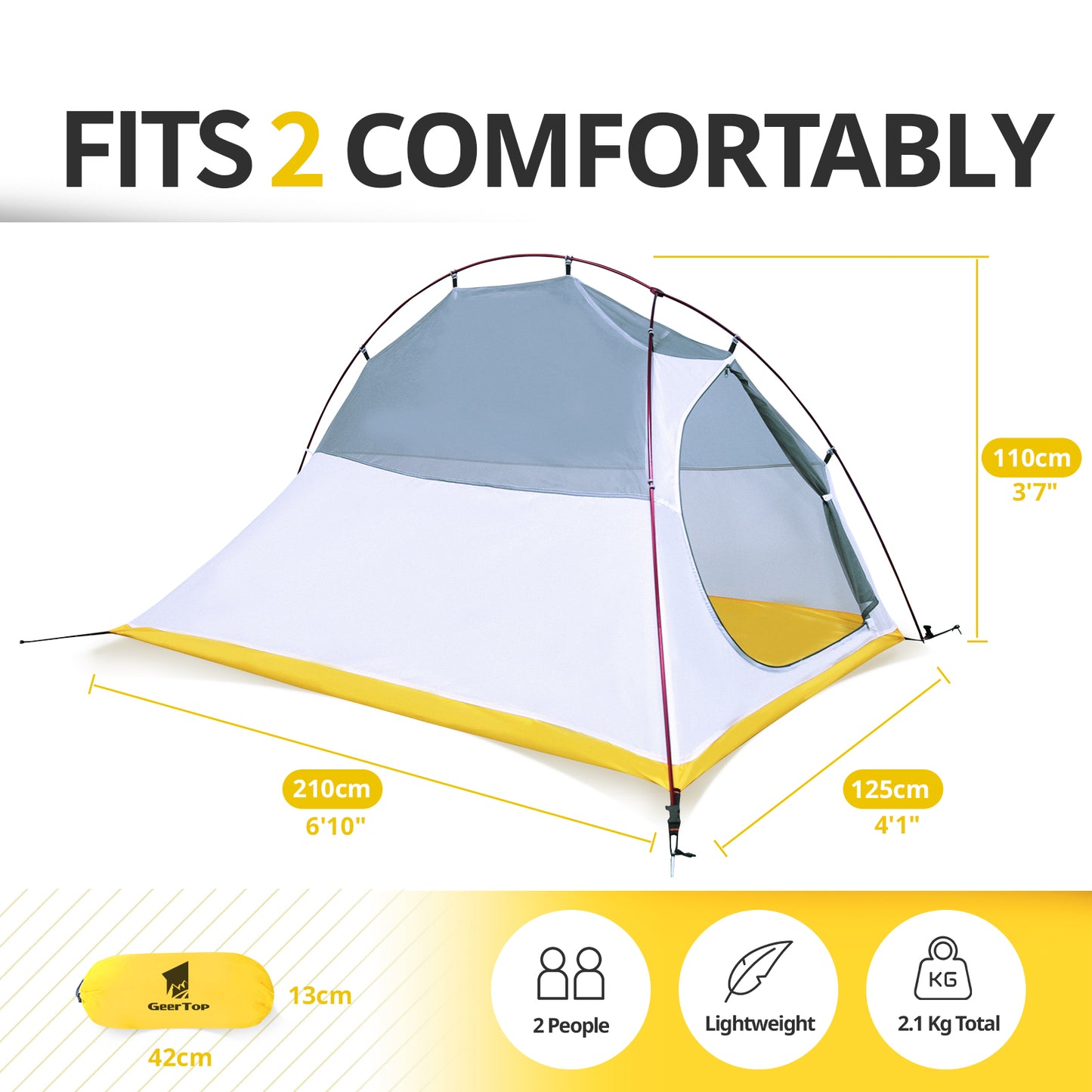 GEERTOP 2 Person Ultralight Waterproor Camping Tent