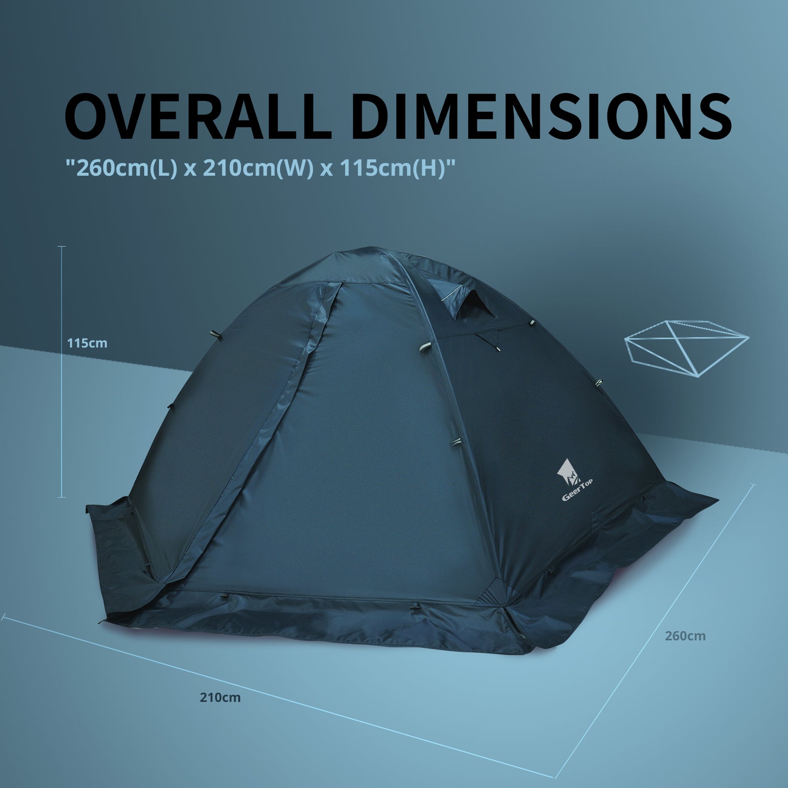 GEERTOP Toproad2 Blue 2 Person 4 Season Backpacking Tent
